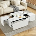 thumbnail image 1 of Harper & Bright Designs Modern Extendable Coffee Table with Drawers, Adjustable Rectangle Center Table with Hidden Storage for Living Room, White, 1 of 14