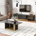 thumbnail image 1 of Harper & Bright Designs Modern TV Stand and Coffee Table Set of 2, TV Storage Cabinet with Adjustable Shelves , Wood Coffee Table with End Table Set of 2, Black, 1 of 12