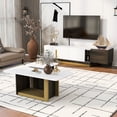thumbnail image 1 of Harper & Bright Designs Modern TV Stand and Coffee Table Set of 2, TV Storage Cabinet with Adjustable Shelves , Wood Coffee Table with End Table Set of 2, White, 1 of 13