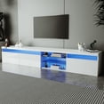 thumbnail image 1 of Harper & Bright Designs Modern TV Stand with LED Lights for 105 inch TV, TV Storage Cabinet Table with Glass Shelves for Living Room, White, 1 of 20