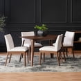 thumbnail image 1 of Harper & Bright Designs Modern Wood Dining Set for 4, 5 Pieces RectangularTable Set with 4 Upholstered Chairs for Dining Room Kitchen, Light beige,Walnut, 1 of 19