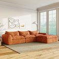 thumbnail image 1 of Harper & Bright Designs Modular Foam Sectional with Ottoman, Chenille 4 Seater Compressed Sofa, Free Combination Floor Sponge Couch with Integrated Backrest and Seat Cushion, 116'', Orange, 1 of 12