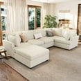 thumbnail image 1 of Harper & Bright Designs Modular Sectional Sofa, Chenille U-Shaped Couch with Ottomans, Free Combination Upholstered Sectional Sofa for Living Room, Beige, 1 of 19