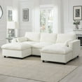 thumbnail image 1 of Harper & Bright Designs Modular Sectional Sofa Set with 2 Ottoman, 3-Seat U-Shaped Cloud Couch, Chenille Upholstered Sectional Sofa for Living Room, White, 1 of 18