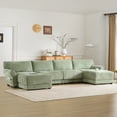 thumbnail image 1 of Harper & Bright Designs Modular Sectional Sofa Set with 2 Ottoman, 4-Seat U-Shaped Couch with Wide Seat, Chenille Upholstered Sectional Sofe with USB and Charger & Petal Armrest, Green, 1 of 11