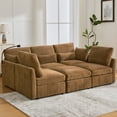 thumbnail image 1 of Harper & Bright Designs Modular Sectional Sofa Set with Ottoman, L-Shaped Couch with USB, Chenille Upholstered Sectional Sofa with Phone Holder for Living Room, Brown, 1 of 20