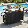 thumbnail image 1 of Harper & Bright Designs Outdoor Extendable Kitchen Island with Wheels, Patio Kitchen Cart with Foldable Stainless Steel Top, Portable Prep Station with Storage Cabinet and Towel Rack, Black, 1 of 19