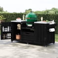 thumbnail image 1 of Harper & Bright Designs Outdoor Kitchen Island for Big Green Egg Grills, Solid Wood Outdoor Grill Cart for Tabletop Grill with Stainless Steel Top, Drawer for Large Big Green Egg, Kamado Joe, Black, 1 of 20