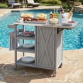 thumbnail image 1 of Harper & Bright Designs Outdoor Kitchen Island with Wheels, Patio Kitchen Cart with Foldable Stainless Steel Top, Portable Prep Station with Storage Cabinet and Towel Rack for Garden Backyard, Grey, 1 of 17