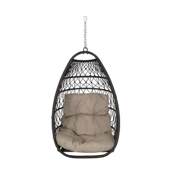Harper & Bright Designs Patio Wicker Hammock Swing Chair, Rattan Hanging Egg Chair, Basket Egg Swing Chair with Cushion for Outdoor Indoor, Black