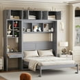 thumbnail image 1 of Harper & Bright Designs Queen Murphy Bed Wall Bed with Cabinet, Queen Size Cabinet Bed Folding Wall Bed with Storage Shelves and Desk for Guest Room Office, Gray, 1 of 15