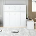 thumbnail image 1 of Harper & Bright Designs Queen Murphy Bed Wall Bed with Desk, Wood Queen Size Cabinet Bed Folding Wall Bed with Storage Shelves and Cabinets for Guest Room Office, White, 1 of 16