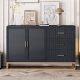 thumbnail image 1 of Harper & Bright Designs Queen Murphy Bed Wall Bed with Gold Leg, Queen Size Cabinet Bed Folding Wall Bed with Frosted Glass Doors Design and Fake Drawers, Black, 1 of 14