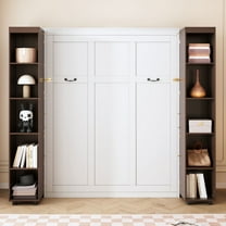 Harper & Bright Designs Queen Murphy Bed Wall Bed with Storage Bookshelf , Queen Size Cabinet Bed Folding Wall Bed with Shelves for Guest Room Office, Espresso