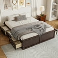 thumbnail image 1 of Harper & Bright Designs Queen Platform Beds with 6 Storage Drawers, Rustic Wood Queen Size Platform Bed Frame without Headboard, Espresso, 1 of 14