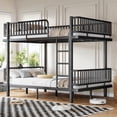 thumbnail image 1 of Harper & Bright Designs Queen over Queen Bunk Bed with Ladders and Guardrail, Metal Bunk Bed Frame with Safety Round-Pipe Design, Can Transformed into 2 Platform Bed, Black, 1 of 15