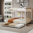 thumbnail image 1 of Harper & Bright Designs Queen Size Bunk Bed with Trundle, Queen Over Queen Heavy-duty Metal Bunk Bed Frame with Ladder and Safety Rails for Bedroom, White, 1 of 11
