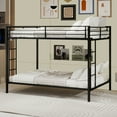 thumbnail image 1 of Harper & Bright Designs Queen Size Iron Bunk Bed with Ladder, Queen Over Queen Metal Bunk Bed Frame with Safety Rails for Bedroom, Black, 1 of 11