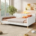 thumbnail image 1 of Harper & Bright Designs Queen Size Upholstered Daybed with Button Tufted Backrest, Linen Sofa Bed with 4 Support Legs, Beige, 1 of 16
