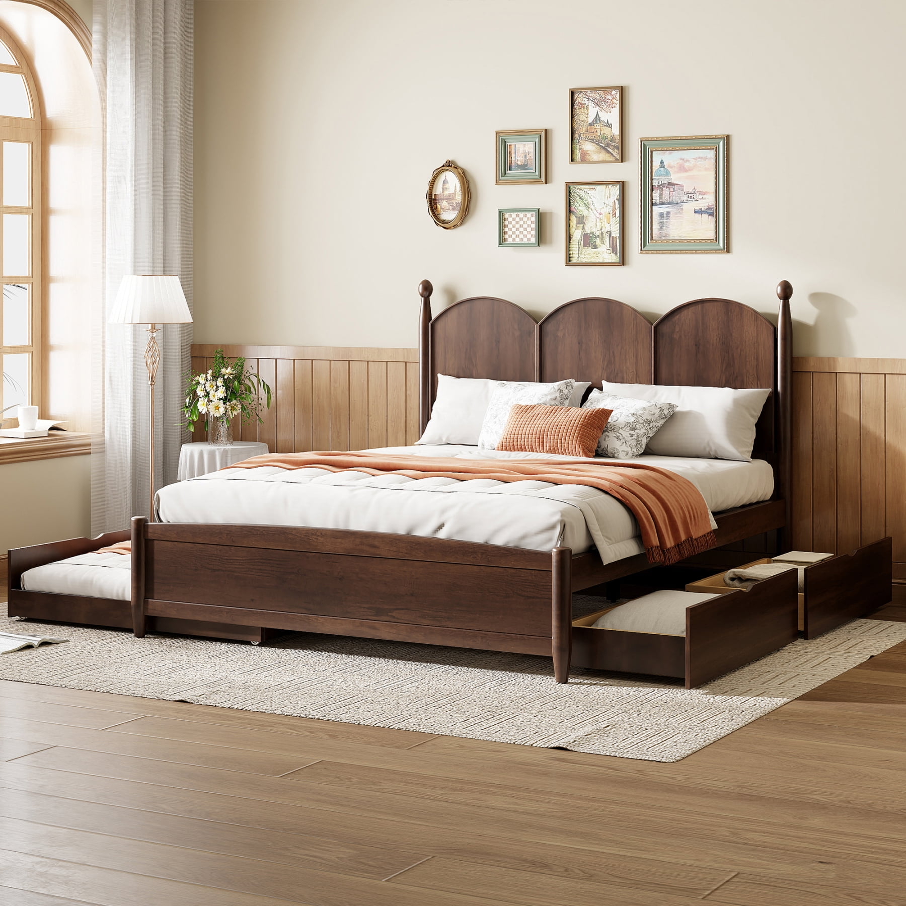 Harper & Bright Designs Queen Storage Bed with Twin XL Trundle, Wood — free download