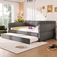 thumbnail image 1 of Harper & Bright Designs Queen Upholstered Daybed Sofa Bed with Trundle, Lambswool Platform Bed Queen Size with USB for Living Room Bedroom, Gray, 1 of 12
