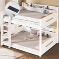 thumbnail image 1 of Harper & Bright Designs Queen over Queen Bunk Bed with Storage Shelves and USB Ports, Wooden Queen Size Loft Bed with Charging Station, White, 1 of 13
