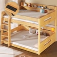 thumbnail image 1 of Harper & Bright Designs Queen over Queen Bunk Bed with Storage Shelves and USB Ports, Wooden Queen Size Loft Bed with Charging Station, Wood, 1 of 13