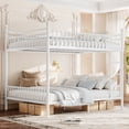 thumbnail image 1 of Harper & Bright Designs Queen over Queen Industrial Bunk Bed with Curved Guardrails, Heavy-Duty Metal Bunk Bed Frame with Under Bed Space, White, 1 of 14