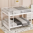 thumbnail image 1 of Harper & Bright Designs Queen over Queen Wooden Bunk Bed with Ladder and Guardrails, Queen Size Bunk Beds with Slats Support, White, 1 of 11