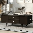 thumbnail image 1 of Harper & Bright Designs Rectangle Coffee Table with Drawers, 47.2" Wood Center Table with Hidden Storage Compartments for Living Room, Brown, 1 of 15