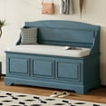 thumbnail image 1 of Harper & Bright Designs Retro Shoe Storage Bench with Cushion, Entryway Rattan Shoe Bench with Seat and Safe Soft-Close Devices for Hallway Living Room, Antique Navy, 1 of 15