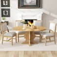 thumbnail image 1 of Harper & Bright Designs Round 5 Pieces Dining Table Set with 4 Upholstered Chairs, Wood Extendable Dining Table with Leaf for Extra Seating for Dining Room, Natural Wood Wash, 1 of 17