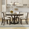 thumbnail image 1 of Harper & Bright Designs Round Extendable Dining Table Set for 4, 5 Piece Retro Functional Wood Dining Table Set with 4 Upholstered Chairs for Kitchen, Espresso, 1 of 17