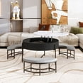 thumbnail image 1 of Harper & Bright Designs Round Lift-Top Coffee Table with Ottomans and Storage, Gold Center Table Set with Stools Underneath for Living Room, White & Black, 1 of 20