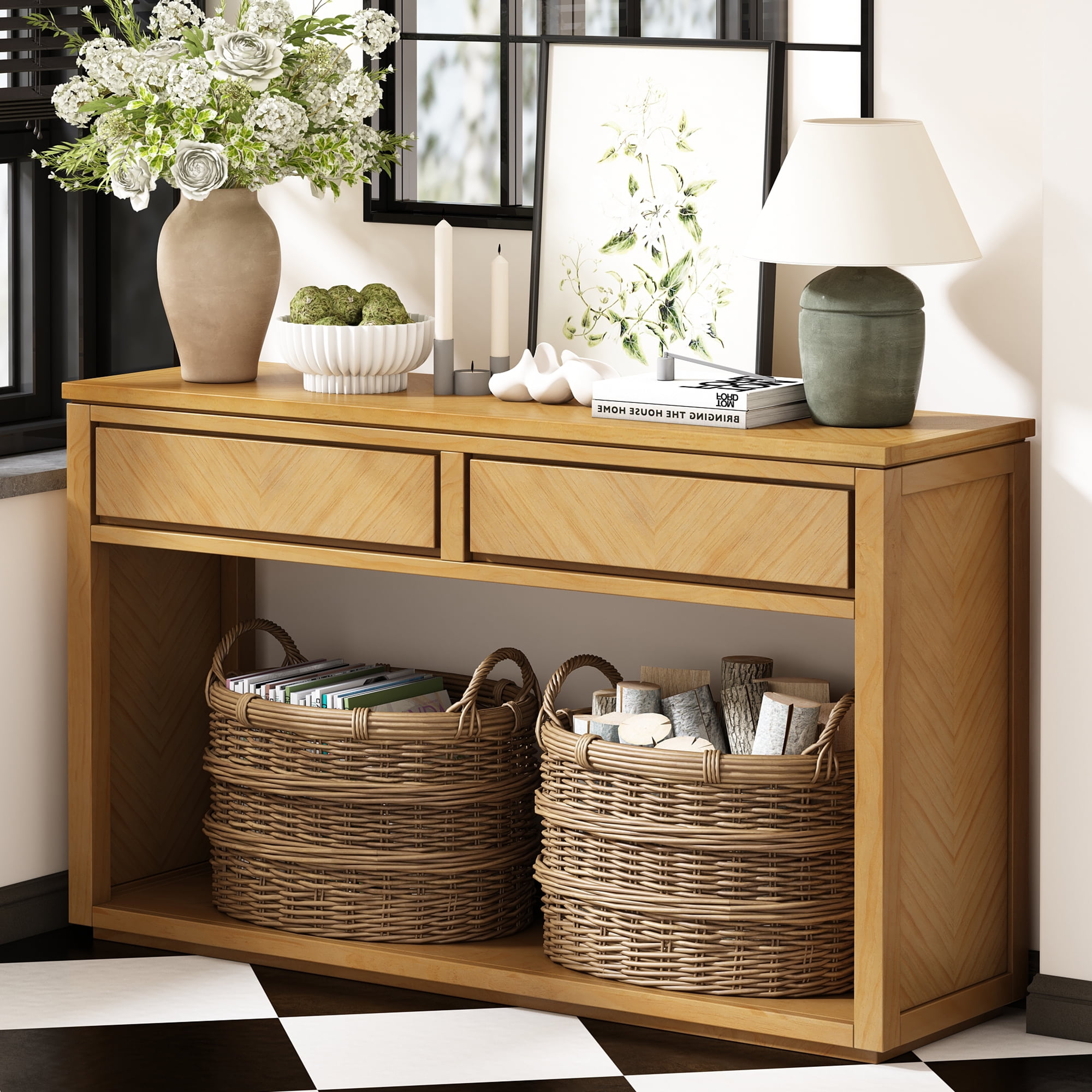 Harper & Bright Designs Rustic Console Table with Storage , Farmhouse ...