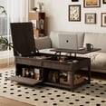 thumbnail image 1 of Harper & Bright Designs Rustic Lift Top Coffee Table with Storage, Rectangle Center Table with Hidden Compartment and Open Shelf, Large Coffee Table with Adjustable Desktop, Antique Brown, 1 of 10