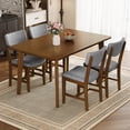 thumbnail image 1 of Harper & Bright Designs Rustic Wood Dining Table Set for 4, 5 Pieces Rectangular Table Set with Upholstered Chairs for Small Space Kitchen, Walnut, 1 of 17