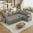 thumbnail image 1 of Harper & Bright Designs Sectional Sofa with Pull Out Bed, Convertible Sofa Sleeper with Storage Lounger, Chenille U-shaped Sectional Sofa with Cup Holders and USB, LIGHT GREY, 1 of 16