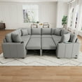 thumbnail image 1 of Harper & Bright Designs Sectional Sofa with Pull Out Bed, Convertible Sofa Sleeper with Storage Ottoman, Chenille U-shaped Sectional Sofa with Cup Holders for Living Room, 108.7", Gray, 1 of 17