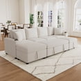 thumbnail image 1 of Harper & Bright Designs Sectional Sofa with Pull Out Bed, Convertible Sofa Sleeper with Storage Ottoman, Chenille U-shaped Sectional Sofa with USB and Flip-Top Table, 109.1", Beige, 1 of 16