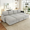 thumbnail image 1 of Harper & Bright Designs Sectional Sofa with Pull Out Bed, Convertible Sofa Sleeper with Storage Ottoman, Corduroy U-shaped Sectional Sofa with USB and Flip-Top Table, Grey, 1 of 18