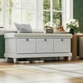 thumbnail image 1 of Harper & Bright Designs Shoe Storage Bench with Cushion, Entryway Shoe Bench with Seat and Three Drawers for Hallway Living Room, Light Gray, 1 of 14