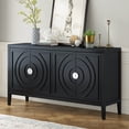 thumbnail image 1 of Harper & Bright Designs Sideboard Buffet Cabinet with Storage and Shelves, Farmhouse Sideboard Cabinet with Circular Groove Design Metal Door Handle for Entrance Living Room, Black, 1 of 13