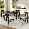 thumbnail image 1 of Harper & Bright Designs Small Space Dining Set for 4, 5 Pieces Rectangular Solid Wood Table Set with 4 Upholstered Chairs for Kitchen, Black,Light beige, 1 of 20
