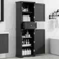 thumbnail image 1 of Harper & Bright Designs Tall Bathroom Storage Cabinet with Two Doors and Drawer, Modern Freestanding Bathroom Organizer with Adjustable Shelves for Bathroom, Black, 1 of 14