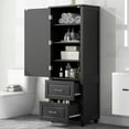 thumbnail image 1 of Harper & Bright Designs Tall Bathroom Storage Cabinet with Doors and Drawer, Modern Freestanding Storage Cabinet with Adjustable Shelf, Black, 1 of 14