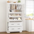 thumbnail image 1 of Harper & Bright Designs Tall Farmhouse Kitchen Pantry with 4 Doors, Dining Storage Cabinet with Pull-Out Trays, Freestanding Storage Cabinets with Drawers and Cake Pan Storage Organizer, White, 1 of 20