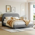 thumbnail image 1 of Harper & Bright Designs Teddy Fleece Full Platform Bed with Thick Fabric, Full Size Platform Bed Frame with Curve Upholstered Headboard, Gray, 1 of 13