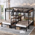 thumbnail image 1 of Harper & Bright Designs Triple Bunk Bed Full Xl over Twin over Twin, Metal Bunk Bed with Storage Shelves and Stairs, Industrial Bunk Bed with Guardrail for 3, Black, 1 of 14