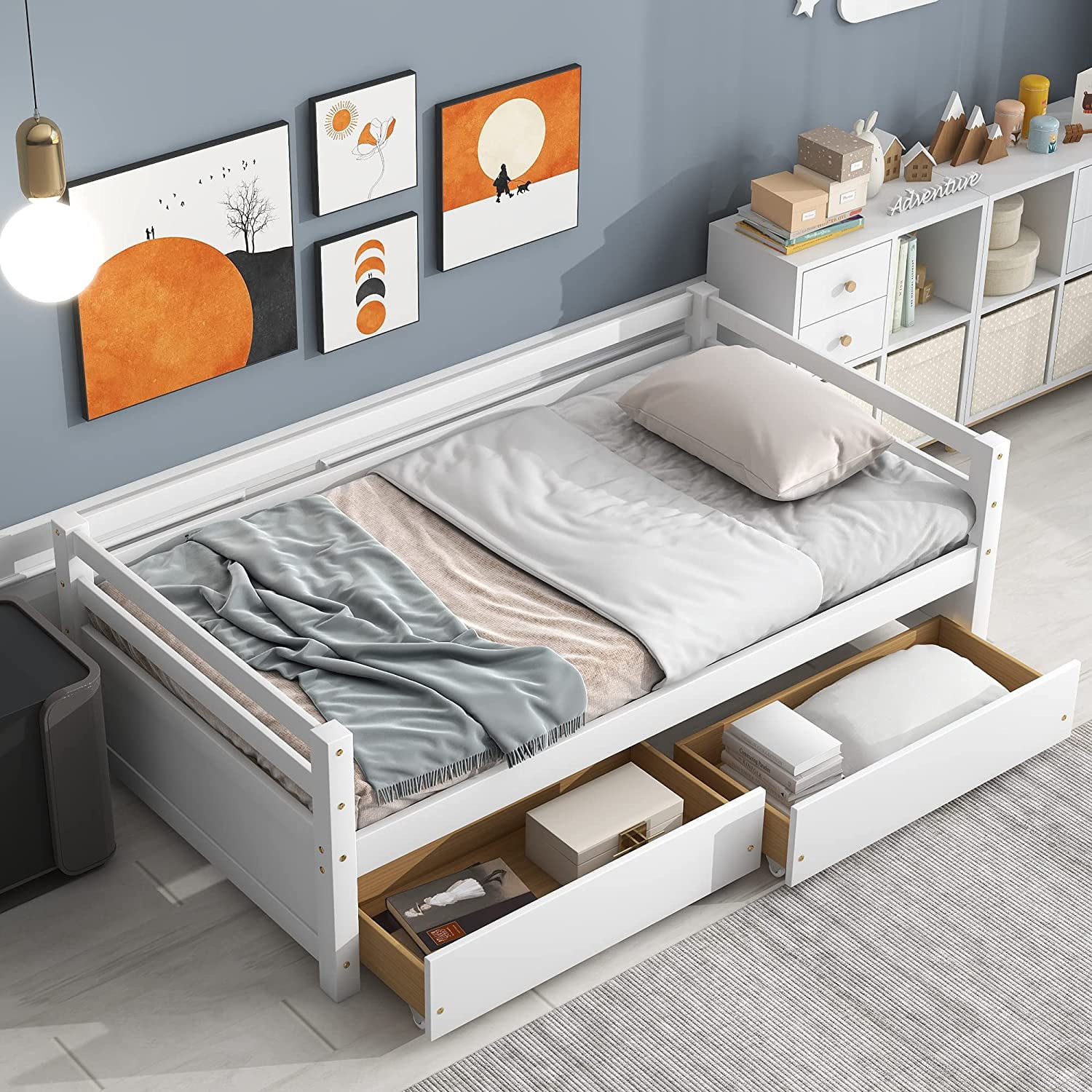 Harper & Bright Designs Twin Daybed with Storage Drawers, Woooden Twin